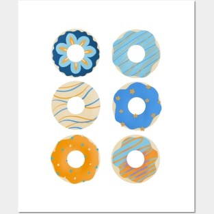 Orange and blue donuts Posters and Art